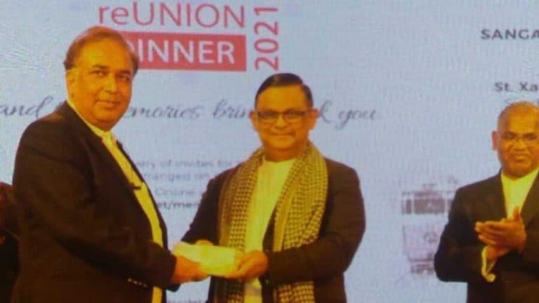 Felicitated by St.Xaviers college for services to alumni association